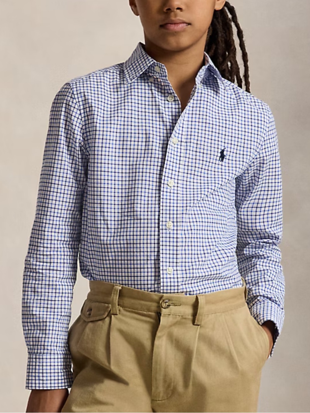 Polo Ralph Lauren Tattersall Cotton Poplin boys L 14-16